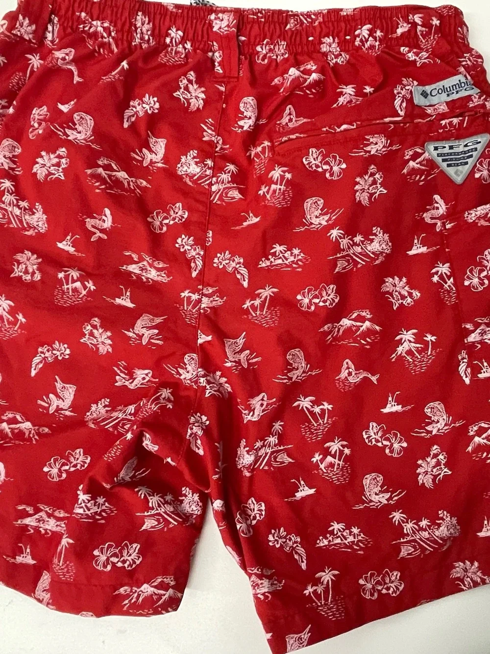 Columbia Red Tropical Print Hybrid Shorts